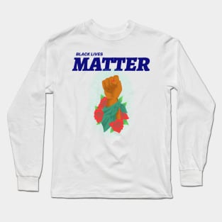 Black Lives Matter Floral Raised Fist Long Sleeve T-Shirt